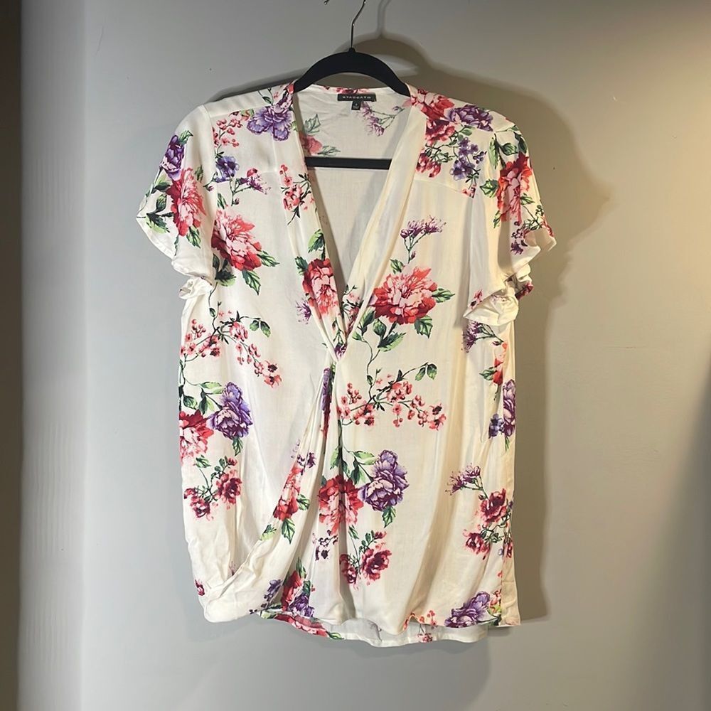 White Floral Blouse Size Small